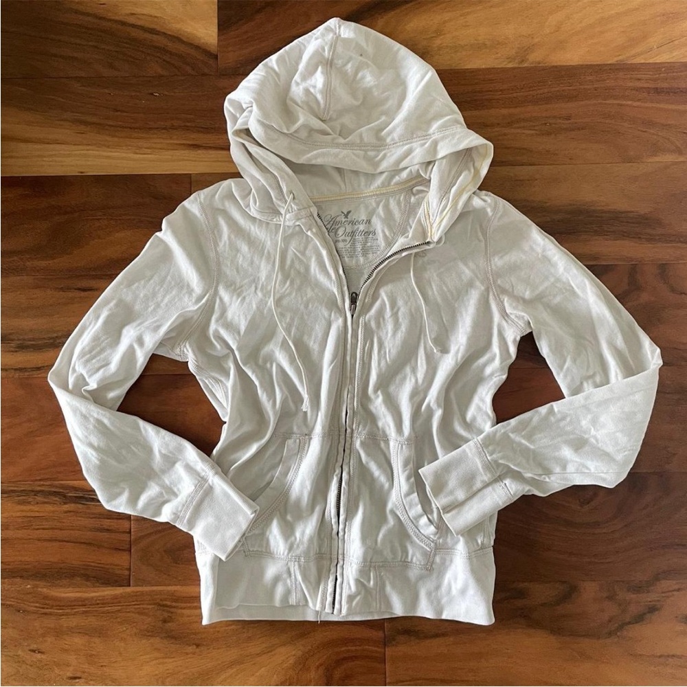American Eagle Outfitters Light Gray Hoodie Jacket